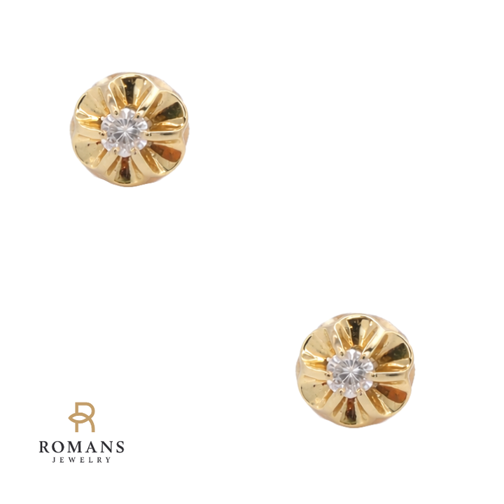 Diamond Flower Natural Stud Earrings 14K Yellow Gold .08CTW