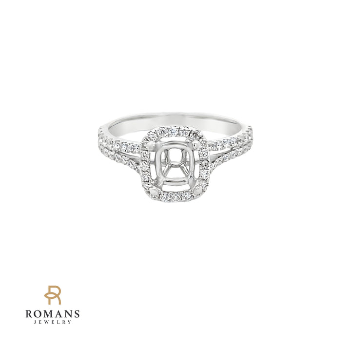 Diamond Halo Setting 18K White Gold .48 CTW