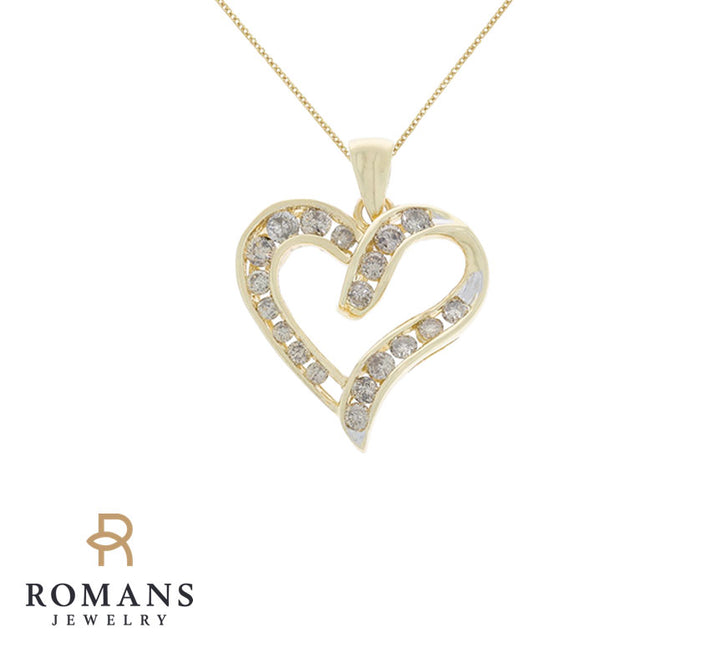 Diamond Heart Pendant 10K Yellow Gold 1.25CTW