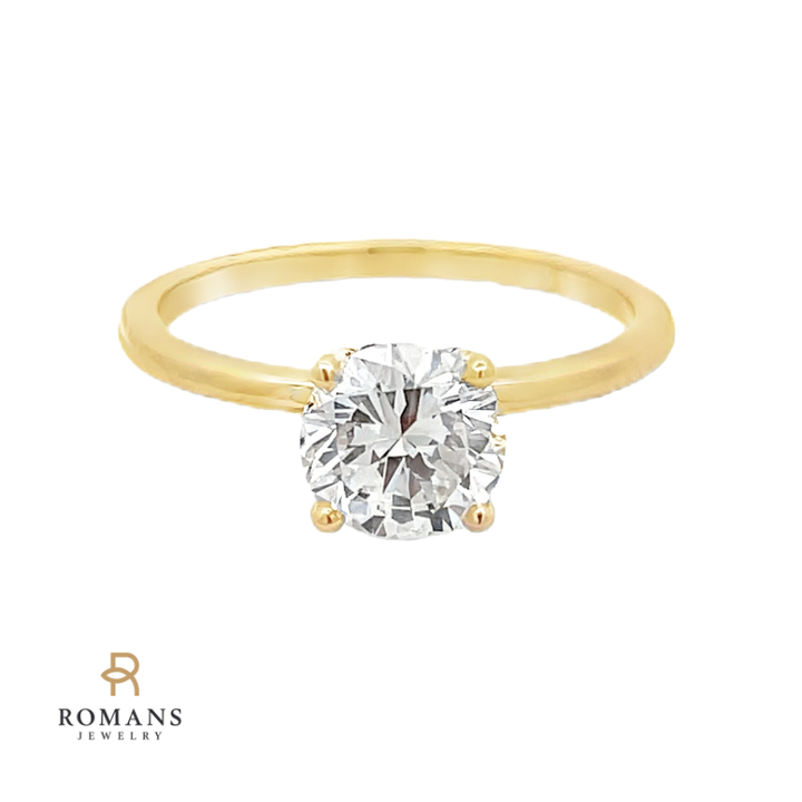 Diamond Hidden Halo Engagement Ring 14K Yellow Gold 1.22CT