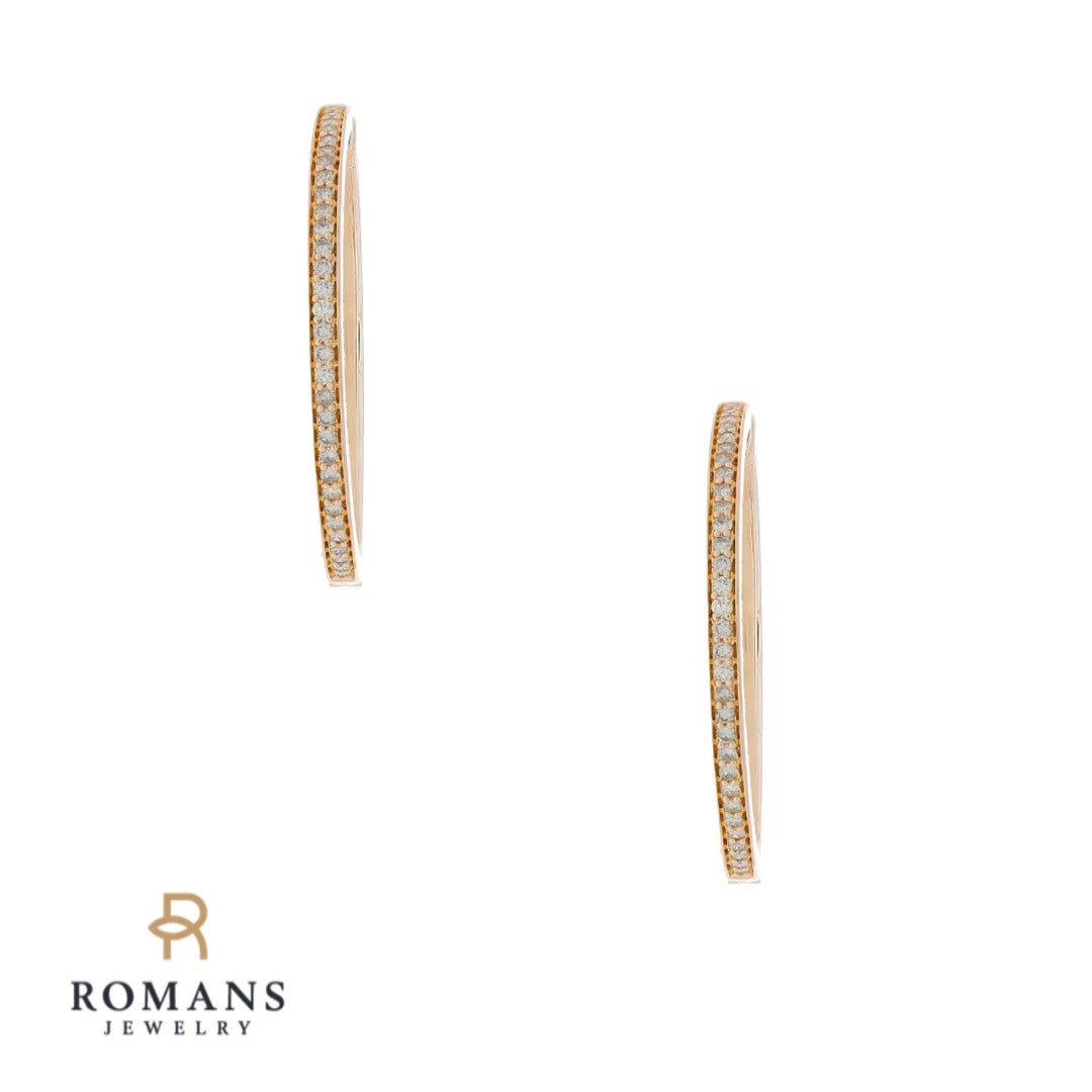 Diamond Hoop Earrings 14K Rose Gold 1.24CT 38MM