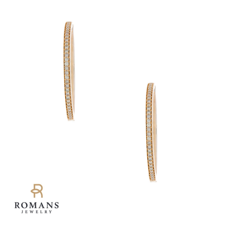 Diamond Hoop Earrings 14K Rose Gold 1.24CTW 38MM