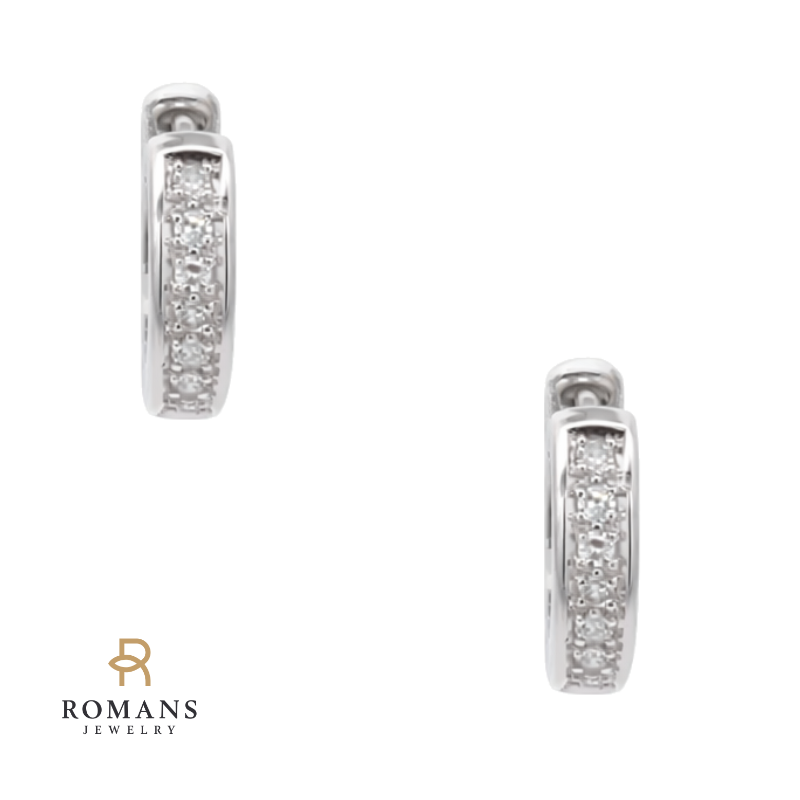 Diamond Hoop Earrings 18K White Gold .16CTW