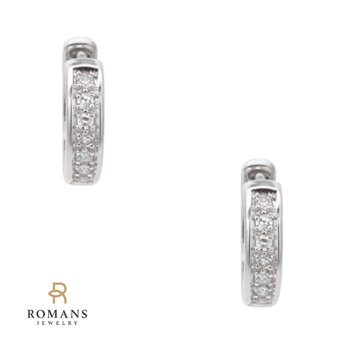 Diamond Hoop Earrings 18K White Gold .16CTW