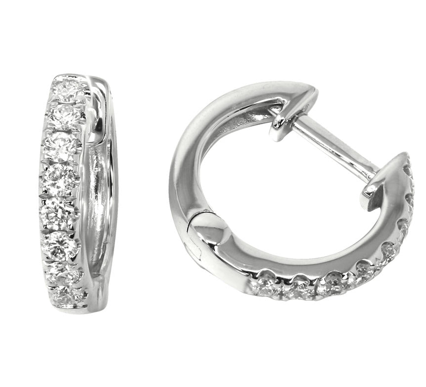 Diamond Huggie Hoops Earrings .19 CTW 14K White Gold