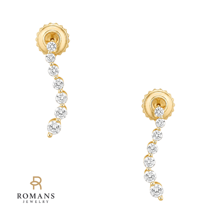 Diamond Journey Stud Earrings 0.40CTW 14K Yellow Gold
