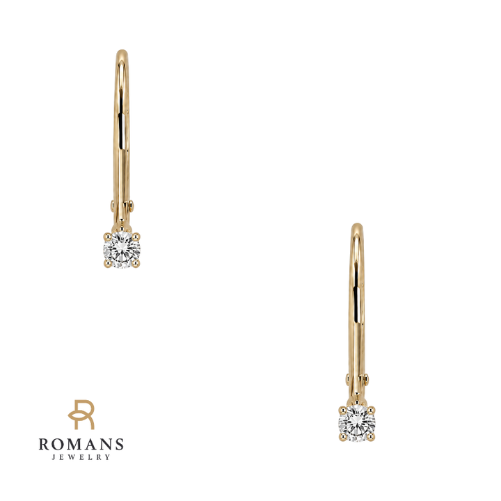 Diamond Leverback Earrings 0.09CTW 14K Yellow Gold