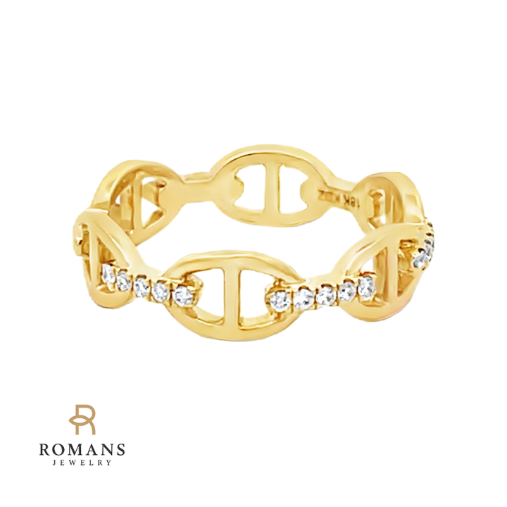 Diamond Link Band 18K Yellow Gold .09CTW