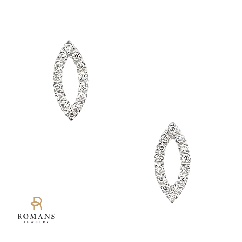 Diamond Marquise Shaped Stud Earrings 18K White Gold .25CTW