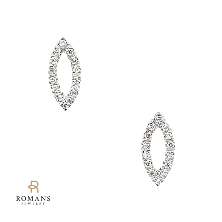 Diamond Marquise Shaped Stud Earrings 18K White Gold .25CTW