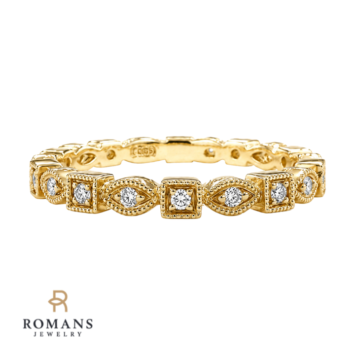 Diamond Milgrain Band 0.13CTW 14K Yellow Gold