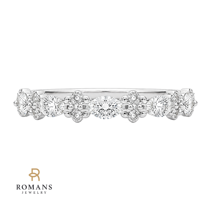 Diamond Mixed Shape Band 14K White Gold .53CTW