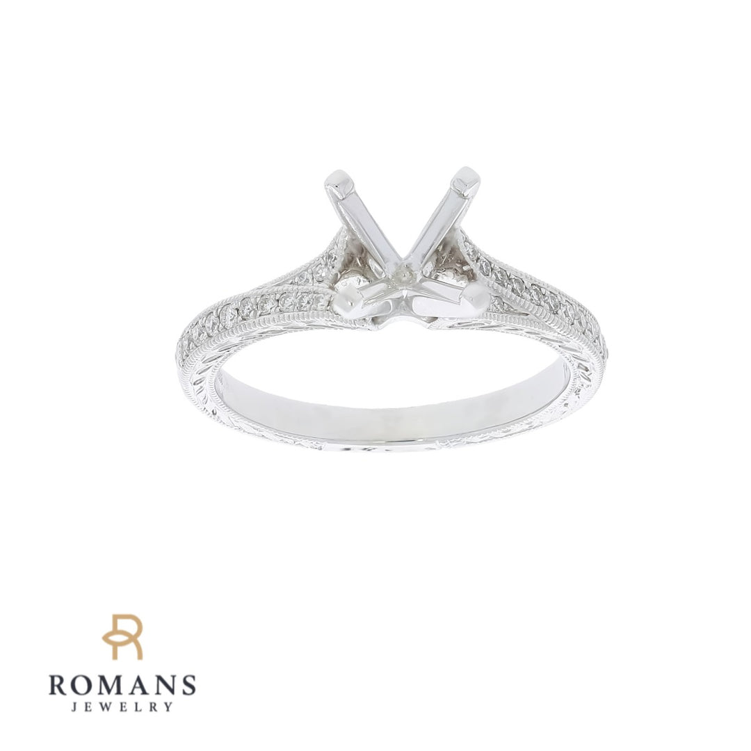 Diamond Nature Inspired Engagement Setting 14K White Gold