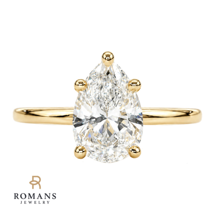 Diamond Pear Cut Solitaire Ring 14K Yellow Gold 1.01CT GIA