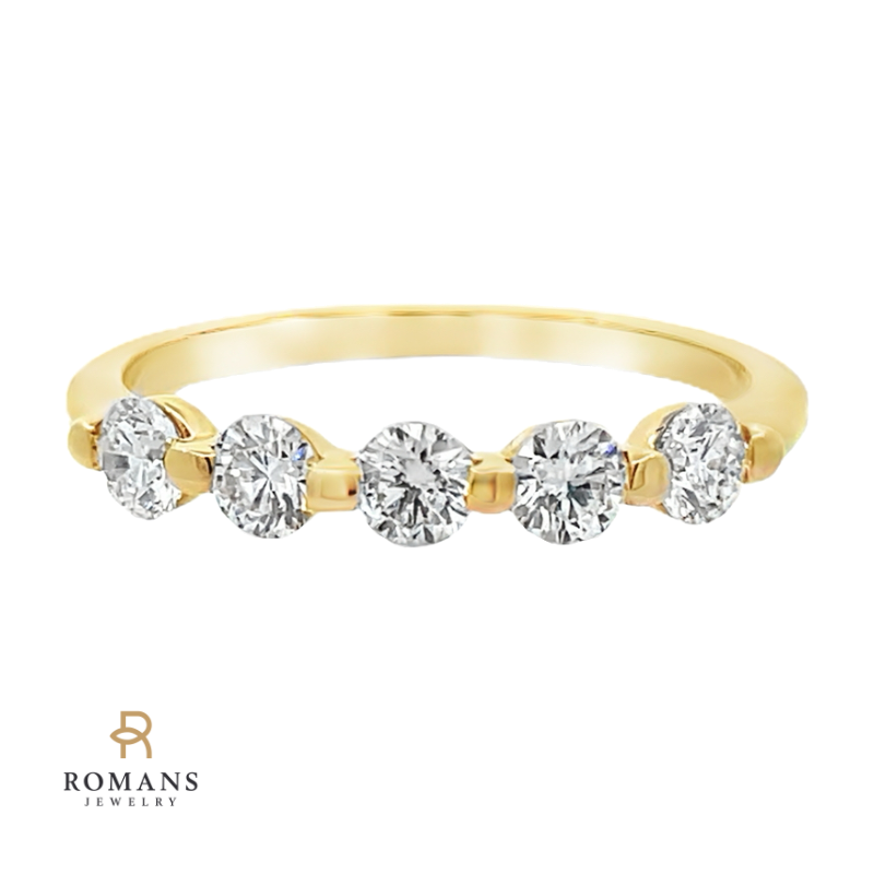 Diamond Shared Prong Band 14K Yellow Gold .61CTW