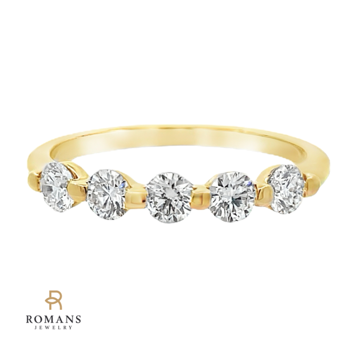 Diamond Shared Prong Band 14K Yellow Gold .61CTW