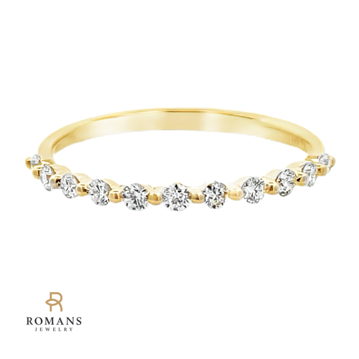 Diamond Shared Prong Stackable Band 14K Yellow Gold .24CTW