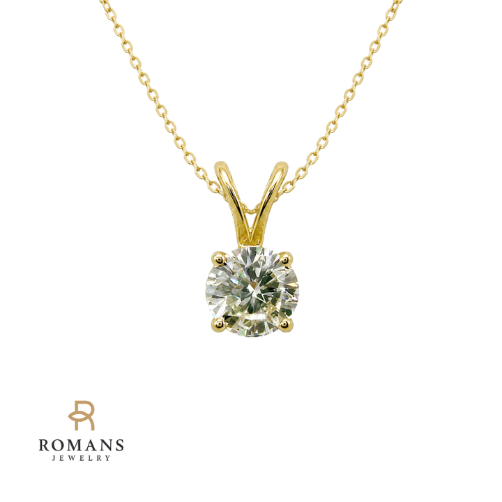 Diamond Solitaire Pendant 0.39CT 14K Yellow Gold