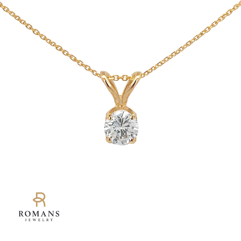 Diamond Solitaire Pendant 14K Yellow Gold .23CT