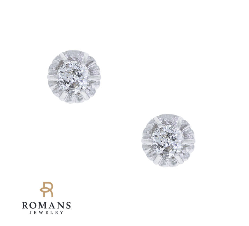 Diamond Stud Earrings 14K White Gold .82CTW