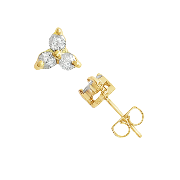 Diamond Studs Nature Inspired 14K Yellow Gold 0.12CT