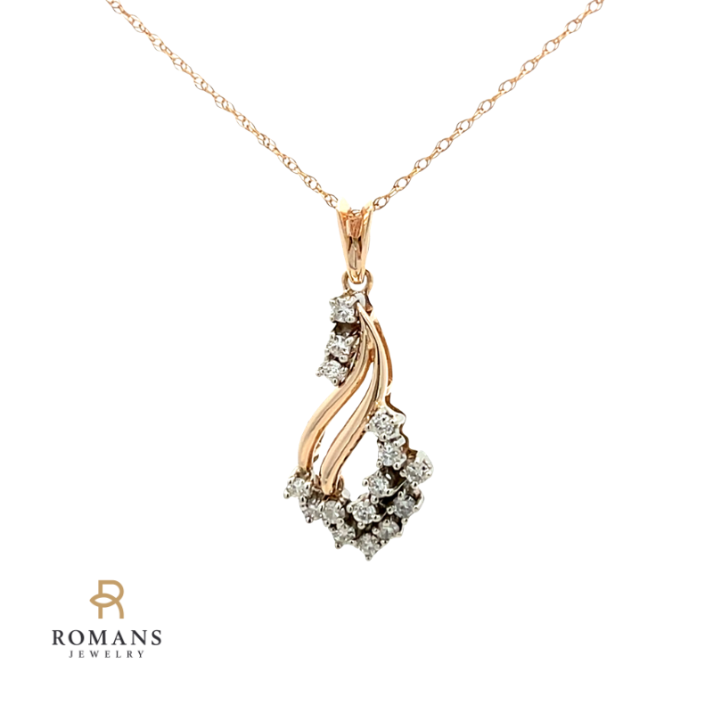 Diamond Swirl Pendant 14K Two Tone .30CTW