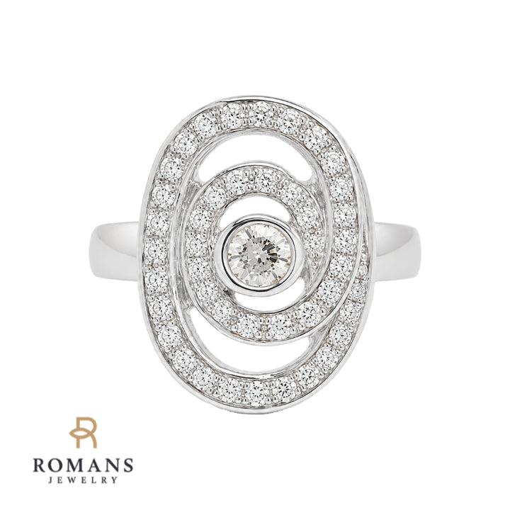 Diamond Swirl Ring 0.66CTW 14K White Gold