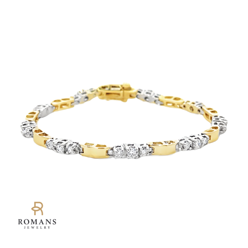 Diamond Tennis Bracelet 14K Two Tone 1.24CTW