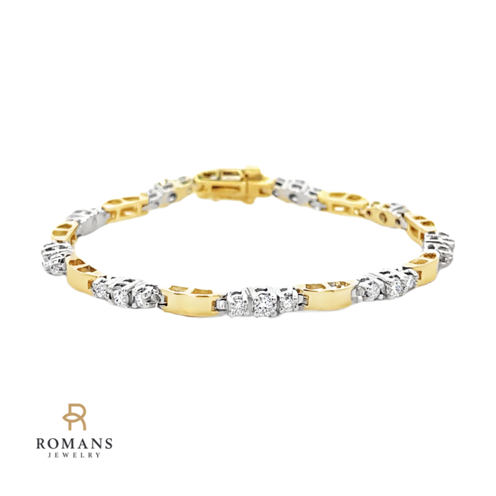 Diamond Tennis Bracelet 14K Two Tone 1.24CTW