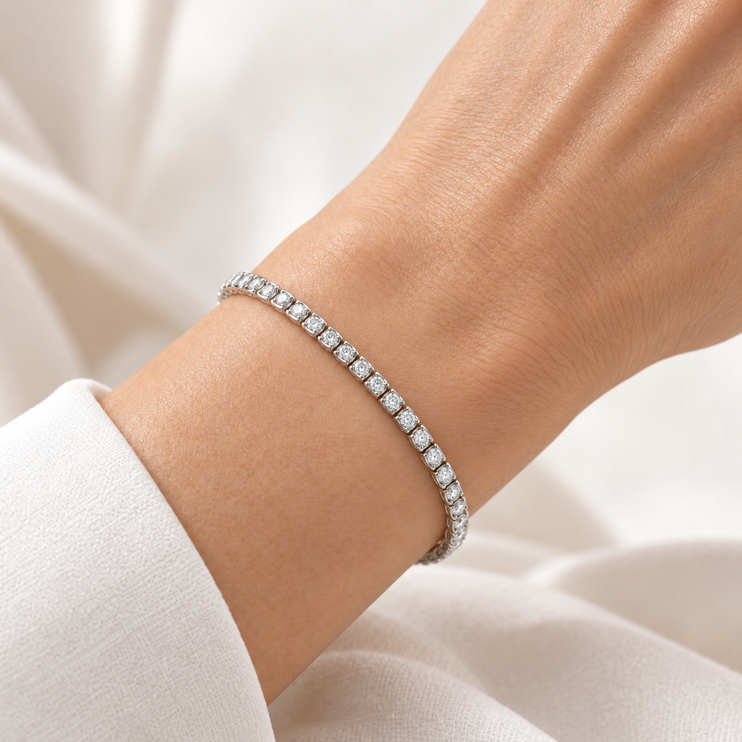 Diamond Tennis Bracelet 14K White Gold 1.06CTW