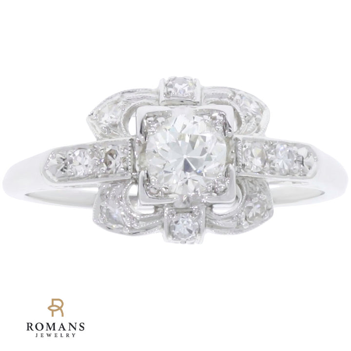 Diamond Vintage Engagement Ring 1930's Platinum .34 CT