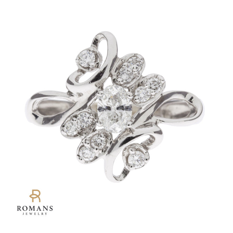 Diamond Vintage Ring 14K White Gold .25CT