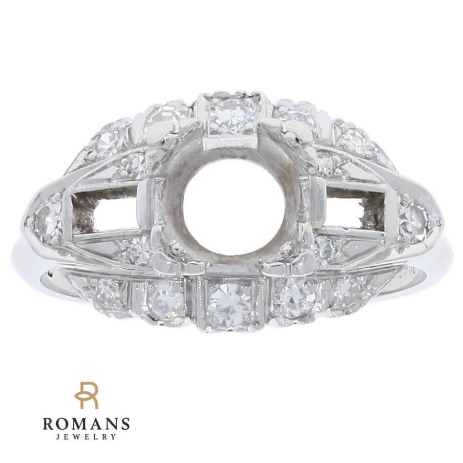 Diamond Vintage Ring Setting Platinum .44 CTW