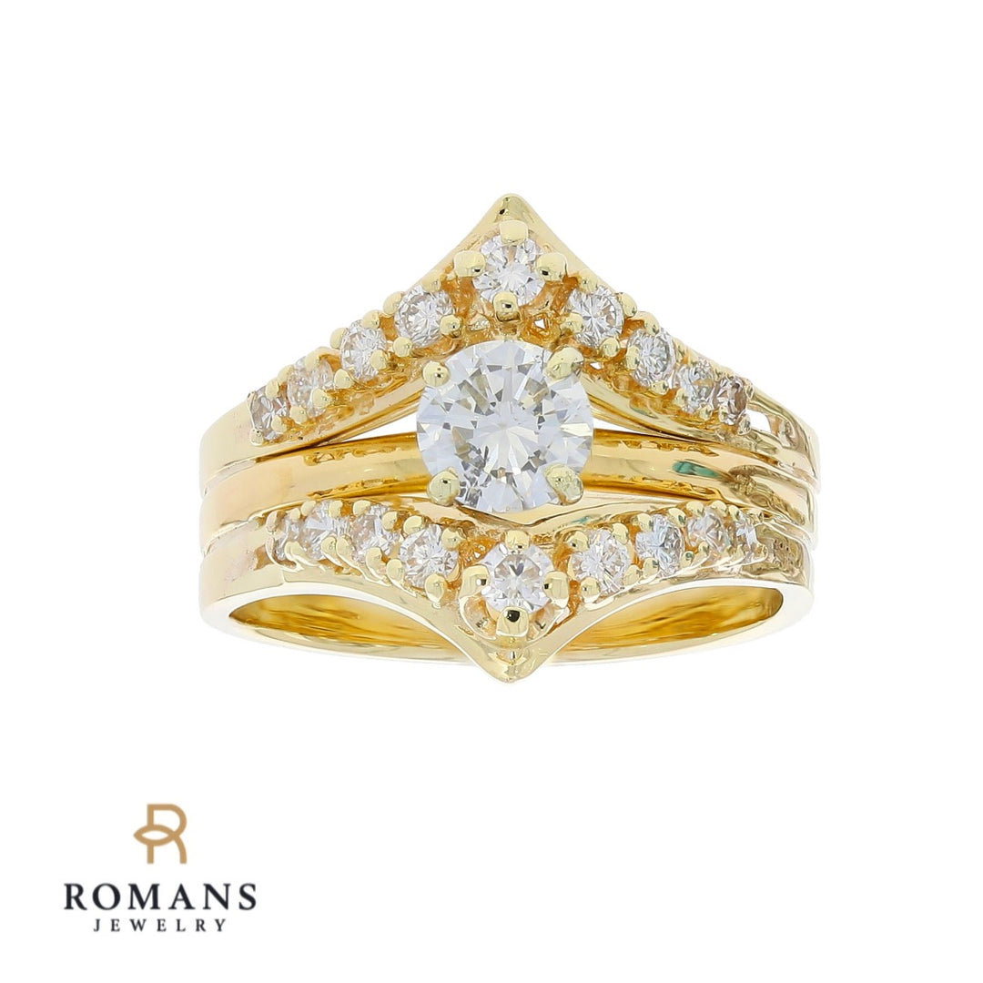 Diamond Wedding Ring Set 14K Yellow Gold 1.19CT