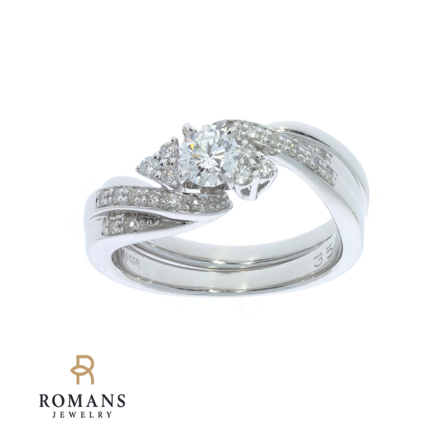 Diamond Wedding Set with Jacket 14K White Gold