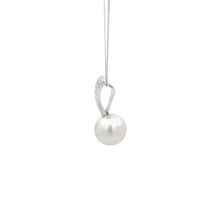 South Sea Pearl Diamond Pendant 14K White Gold