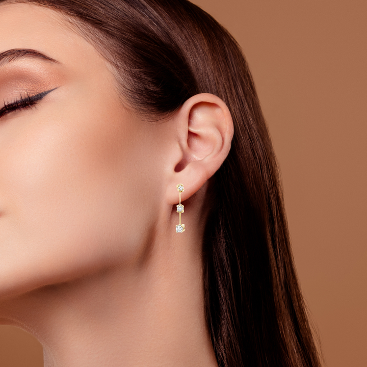 Round Diamond Drop Earrings 14K Yellow Gold .44CTW