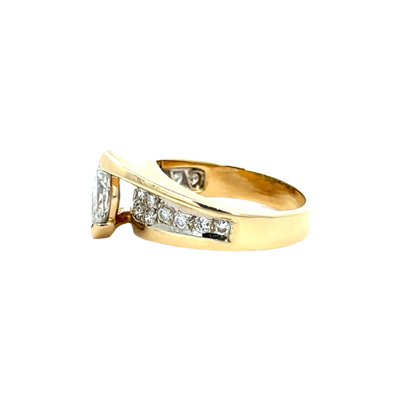 Marquise Diamond Engagement Ring 14K Two Tone .83CT