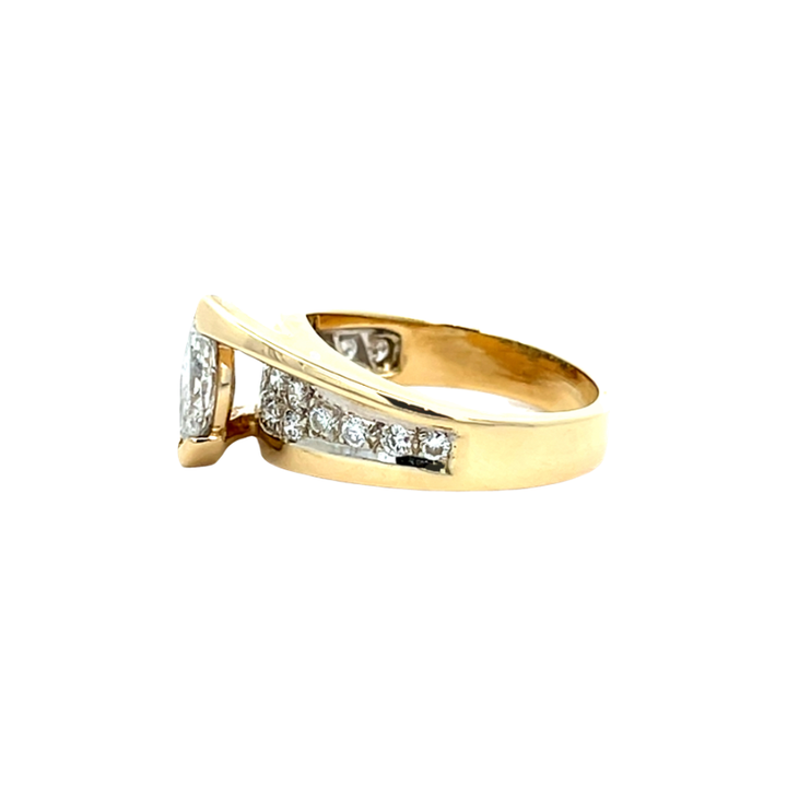 Marquise Diamond Engagement Ring 14K Two Tone .83CT