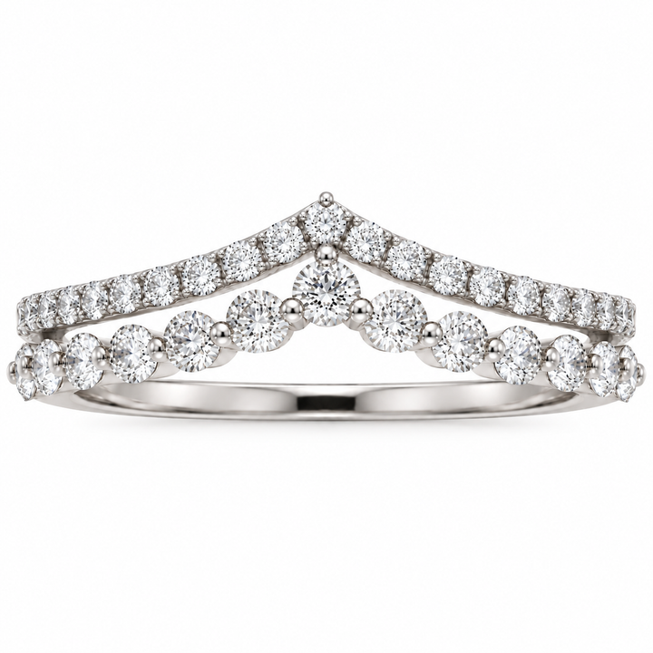 Double Chevron Diamond Band 14K White Gold .54CTW