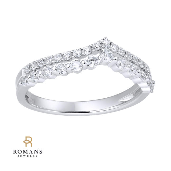 Double Chevron Diamond Band 14K White Gold .54CTW