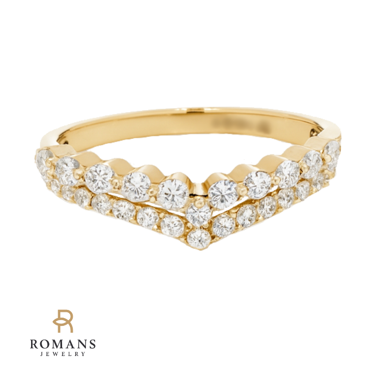 Double Chevron Diamond Band 14K Yellow Gold .53CTW