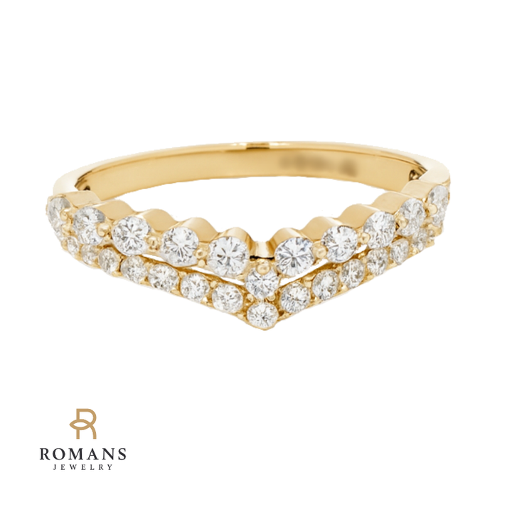 Double Chevron Diamond Band 14K Yellow Gold .53CTW