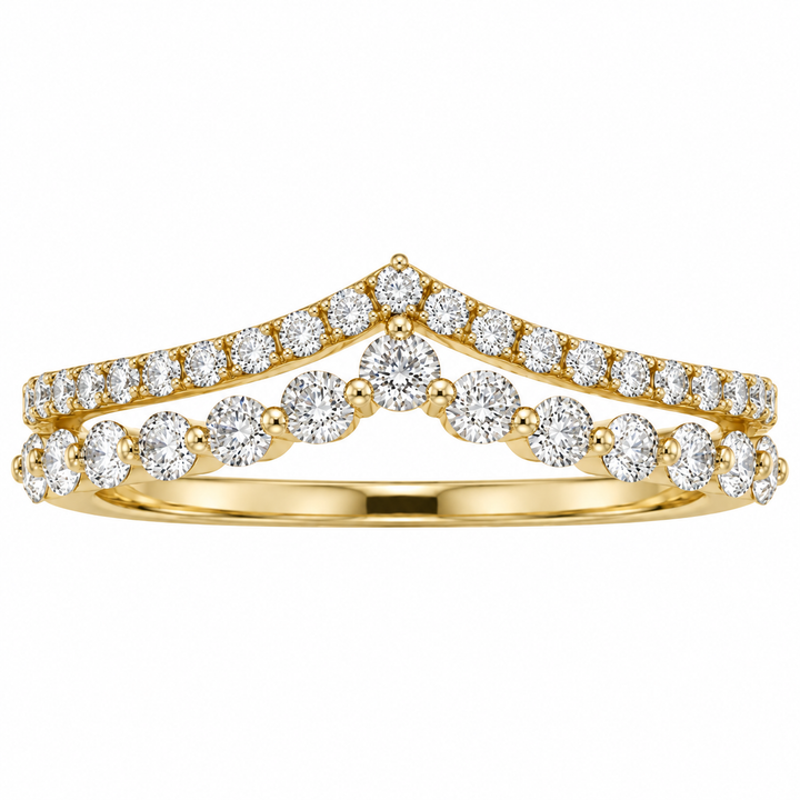 Double Chevron Diamond Band 14K Yellow Gold .54CTW
