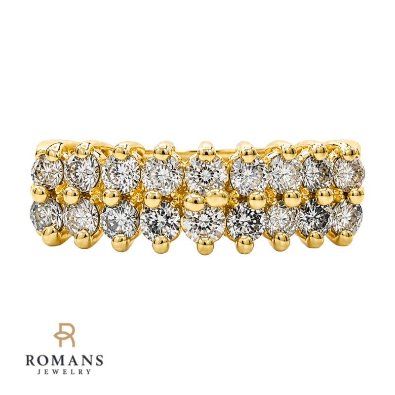 Double Row Diamond Anniversary Band 14K Yellow Gold 0.47CTW