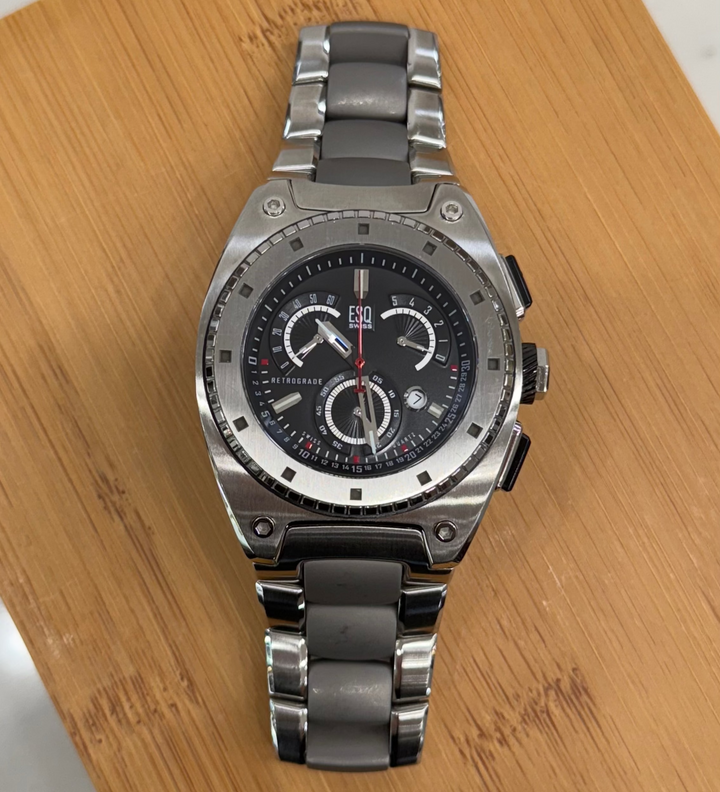 ESQ Movado Fusion Retrograde Watch Mens Steel Ceramic