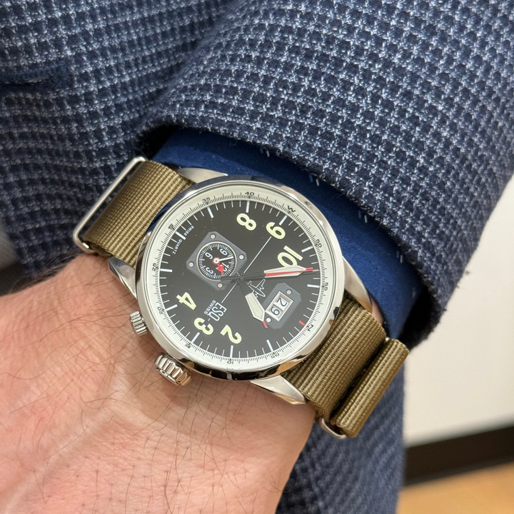 ESQ Swiss Pilot Watch Ref. E5453 Stainless Steel 43mm Quartz