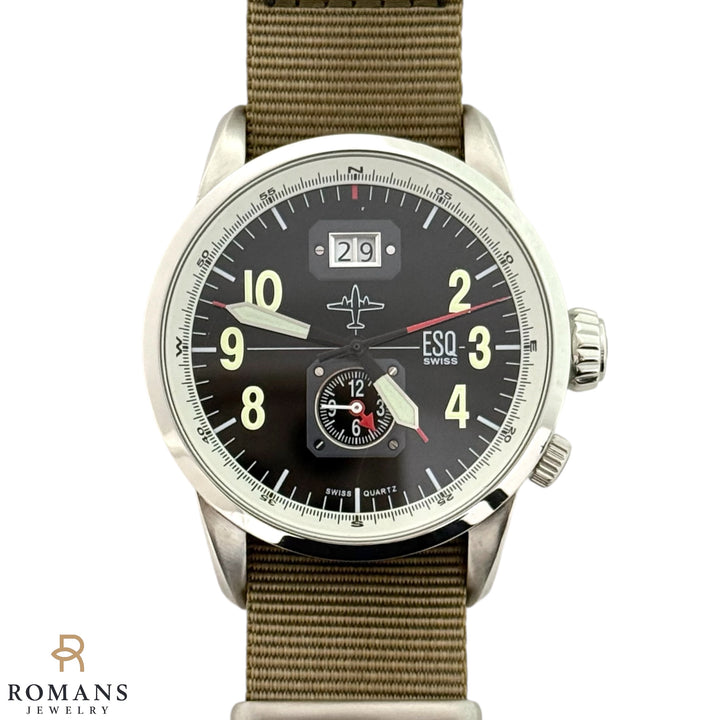 ESQ Swiss Pilot Watch Ref. E5453 Stainless Steel 43mm Quartz