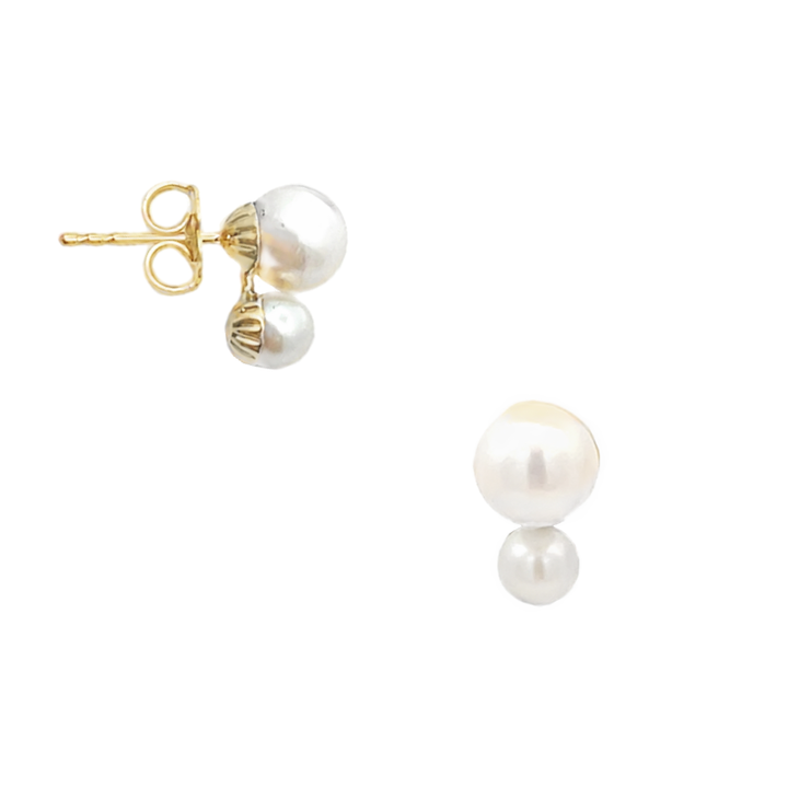 Pearl Cluster Earrings 14K Yellow Gold