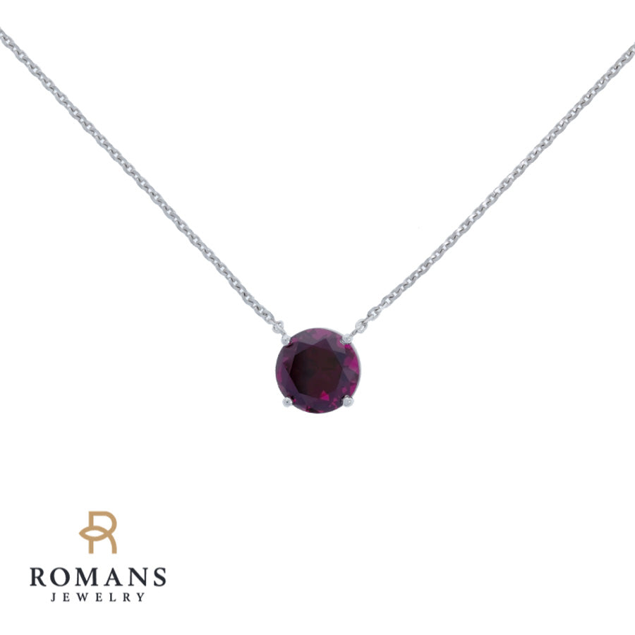 East African Rhodolite Garnet Necklace 14K White Gold 4.44CT